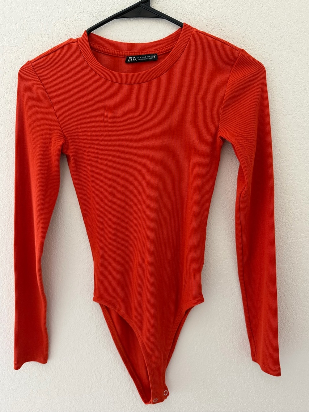 Zara Bright orange Ribbed Long Sleeve Bodysuit